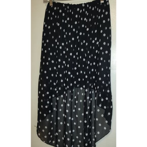 Charlotte Russe Polka Dot Skirt Sz S High Low Mini To Maxi Sheer Black NWT Lined - Picture 5 of 13